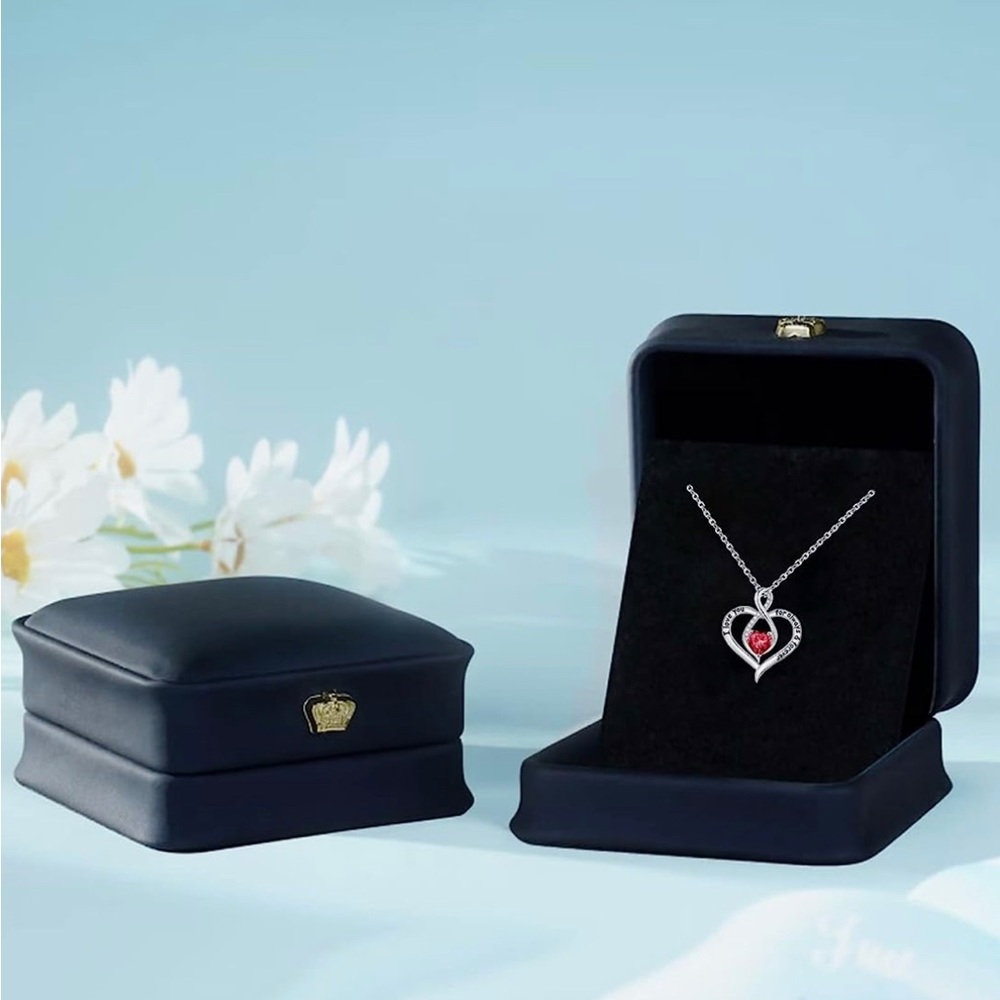 Love Heart Necklace Gifts! Birthstone Necklace I Love You Always and Forever